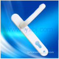 white painted door handle with plate